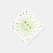 Mint Groen Goud Confetti bruiloft Monogram Servetten (Hoek)