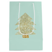 Mint Groen Goud Glitter Kerstbomen Medium Cadeauzakje (Achterkant)