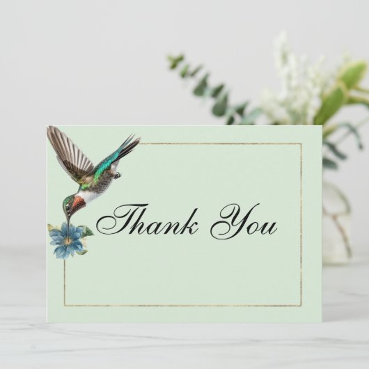 Mint groen goud kleurrijke kolibrie Dank u Kaart (Staand voorkant)