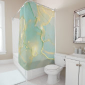 Mint groen goud marmer: getextureerd douchegordijn (In situ)