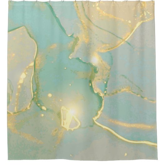 Mint groen goud marmer: getextureerd douchegordijn (Voorkant)
