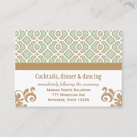 Mint Groen Goud Marokkaanse Receptie Enclosure Kaa Informatiekaartje (Voorkant)