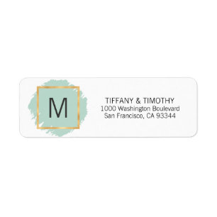 Mint Groen Goud Monogram Retouradres Etiket
