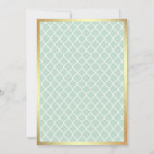 Mint Groen Goud Quatrefoil Patroon Moslim Bruiloft Kaart (Achterkant)