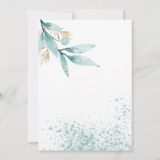 Mint groen goud waterverf gebladerte Save The Date Kaart (Achterkant)