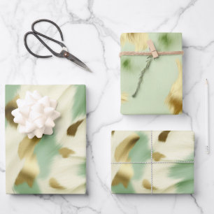 Mint Groen Goud Wit Koeienhuid Inpakpapier Vel