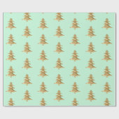 Mint Groen Gouden Kerstboom Cadeaupapier (Vlak)