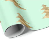 Mint Groen Gouden Kerstboom Cadeaupapier (Rol Hoek)