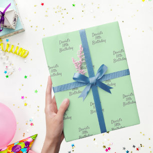 Mint groen grijs naamscript cadeaupapier