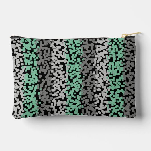 Mint groen, grijs, zwart digitale pixelstrepen etui (Achterkant)