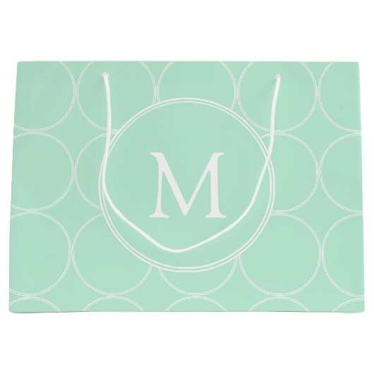 Mint Groen Kleur Monogram Trendy Elegant Modern Groot Cadeauzakje (Voorkant)