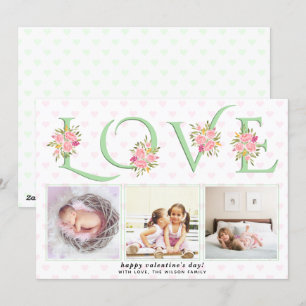 Mint groen LIEFDE typografie foto Valentijnsdag Feestdagenkaart