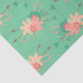 Mint Groen met Koraalbloemen en pijlen ontkoppelen Tissuepapier (Detail)