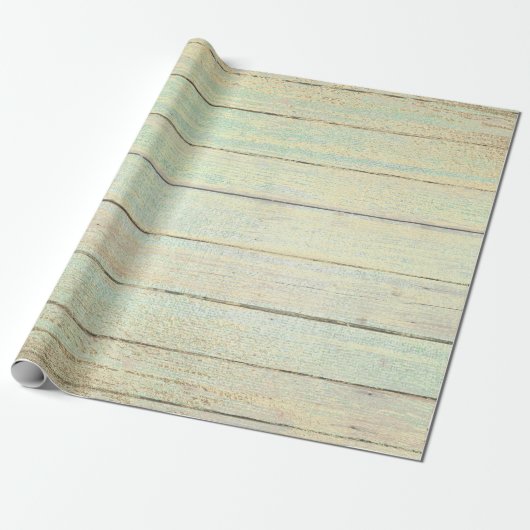 Mint Groen Metallic Champaign Goud Hout Rustiek Cadeaupapier (Uitgerold)