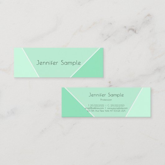 Mint Groen Modern Eenvoudig Ontwerp Elegante Sjabl Mini Visitekaartje (Voorkant / Achterkant)