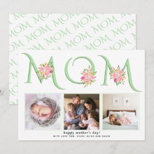 Mint groen MOM typografie foto Moederdag Feestdagenkaart