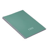 Mint Groen Monochroom Chic Initiaal Monogram Notitieboek (Rechterzijde)