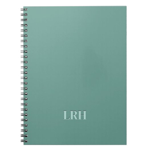 Mint Groen Monochroom Chic Initiaal Monogram Notitieboek (Voorkant)