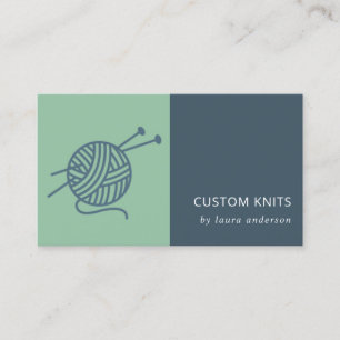 MINT GROEN NAVY GRAY KNITTING WOOL YARN BALL VISITEKAARTJE