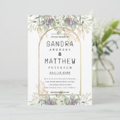 Mint groen paars goud glitter floral Weddenschap Kaart (Staand voorkant)