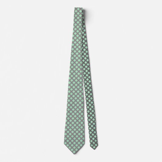Mint-Groen PolkaDots Patter Aangepaste grijze acht Stropdas (Voorkant)