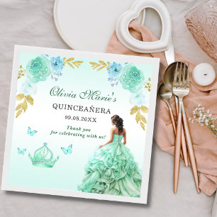 Mint Groen Prinses Jurk Quinceañera Verjaardag Servet