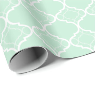Mint groen Quatrefoil geometrisch patroon Cadeaupapier
