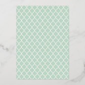 Mint Groen Quatrefoil Patroon Moslim Bruiloft Goud Folie Uitnodiging (Achterkant)