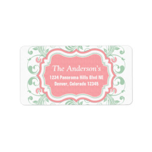 Mint Groen Roze Bloemen Retouradres Mailing Etiket