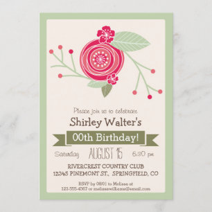 Mint Groen & Roze Bloemen Volwassen Verjaardagsfee Kaart