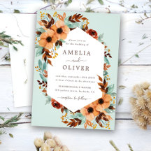 Mint Groen Rustiek Bloemen Waterverf Bruiloft