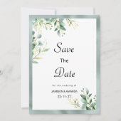 Mint groen rustieke eucalyptus gebladerte Save The Kaart (Voorkant)