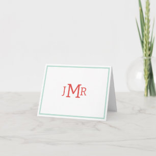 Mint groen & Sinaasappel Monogram gevouwen Dank u  Bedankkaart
