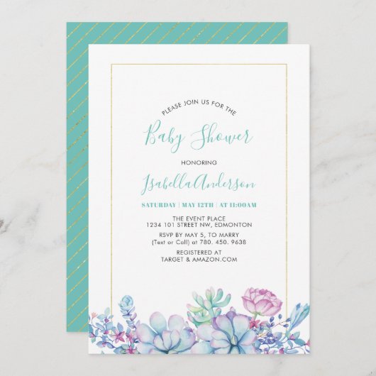 Mint Groen | Tropisch Baby shower voor het oogsten Kaart (Voorkant / Achterkant)