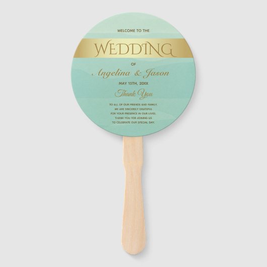 Mint Groen Trouwprogramma Handwaaier (Voorkant)