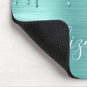 Mint groen uitstrijken Glitter Monogram Muismat (Hoek)