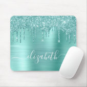 Mint groen uitstrijken Glitter Monogram Muismat (Met muis)