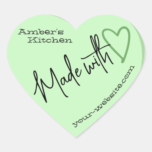 Mint groen van de keuken gemaakt met liefdesbakken hart sticker (Voorkant)