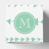 Mint groen wit aztec pijlen monogram bedankdoosjes (Bovenkant)
