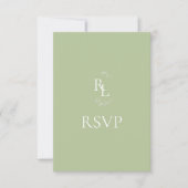 Mint Groen & Wit Bloemen Monogram Bruiloft RSVP (Voorkant)