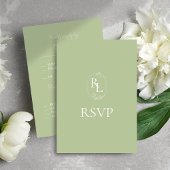 Mint Groen & Wit Bloemen Monogram Bruiloft RSVP
