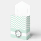 Mint-groen, wit chevron zigzag patroon bruiloft bedankdoosjes (Geopend)