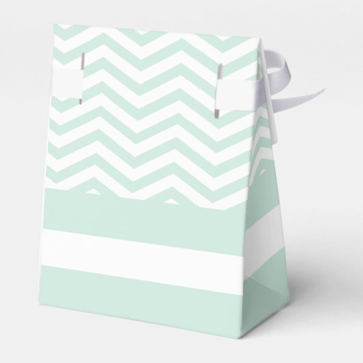 Mint-groen, wit chevron zigzag patroon bruiloft bedankdoosjes (Achterkant)