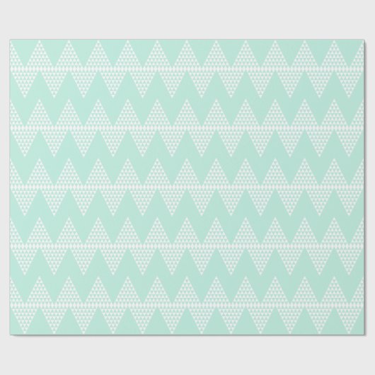 Mint groen wit geometrisch chevron patroon cadeaupapier (Vlak)