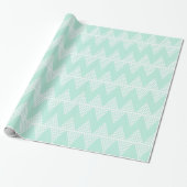 Mint groen wit geometrisch chevron patroon cadeaupapier (Uitgerold)