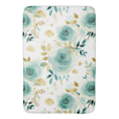 Mint Groen Wit Goud Roos Bloemen Badmat (Voorkant Verticaal)