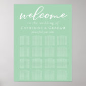 Mint Groen Wit Minimalistische Wedding Zitting Gra Poster (Voorkant)