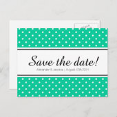 Mint groen & wit polkadot save the date briefkaart (Voorkant / Achterkant)
