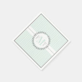 Mint-groen, witte gestreepte bruiloft servetten (Hoek)