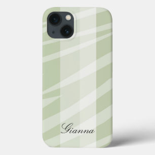 Mint Groen Witte Zebra Strepen iPhone 13 Hoesje